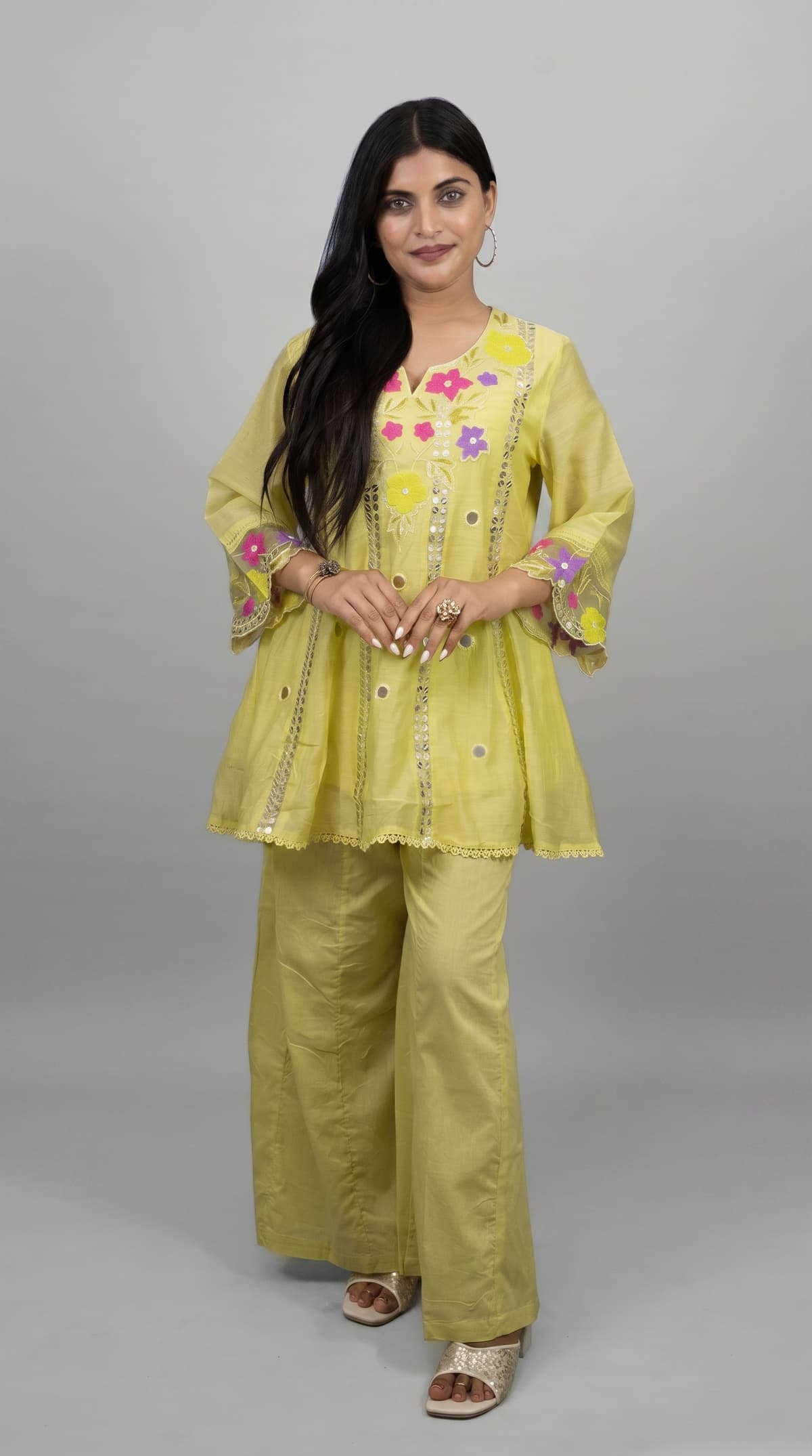 Citrine Glow Handwork Indo Western Set